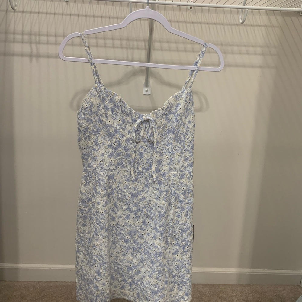 Lulu's Effortless Personality Blue Floral Embroidered Mini Dress